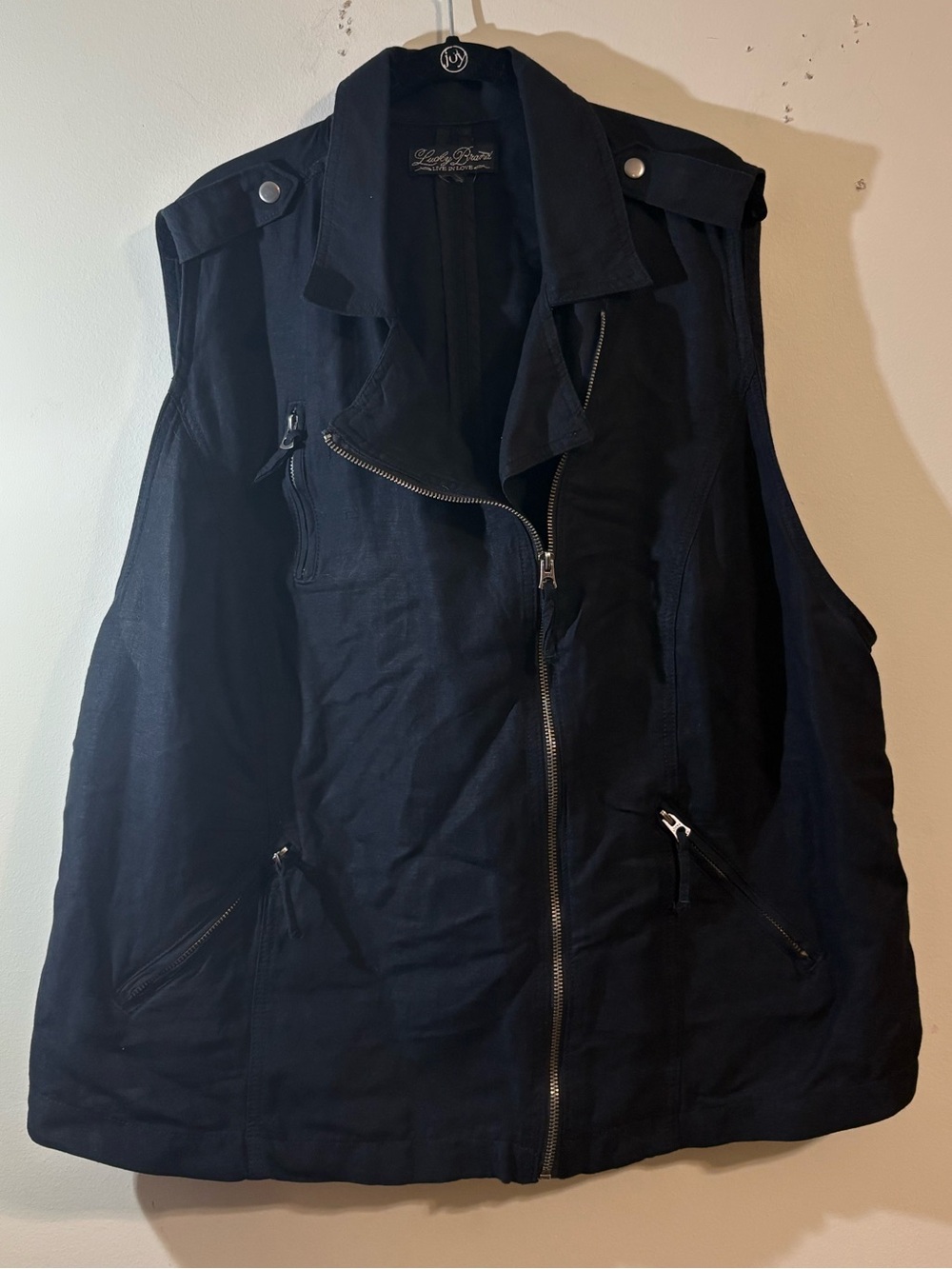 Lucky Brand vest women’s 3X off-center zip zippered side pockets biker style